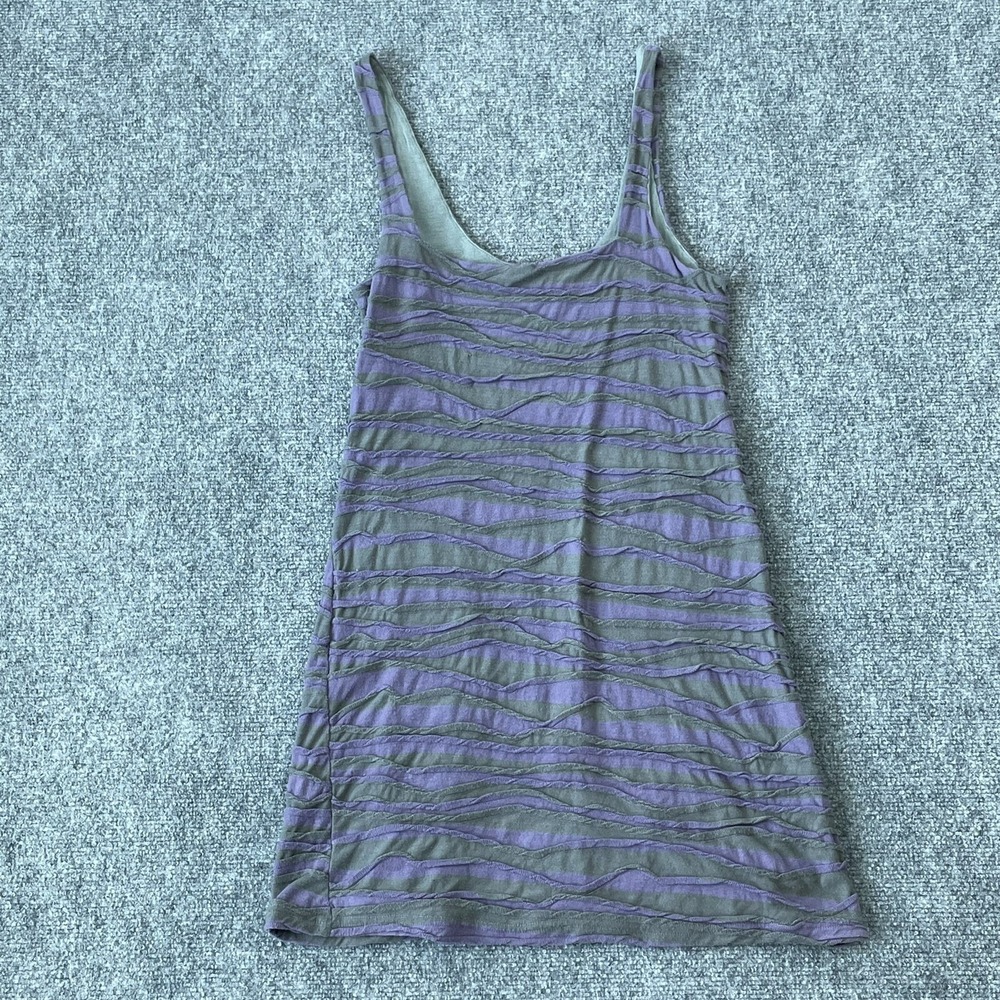 Free People Shirt Womens Large Purple Stripped  Ruffled Sleeveless Tank Top Line
